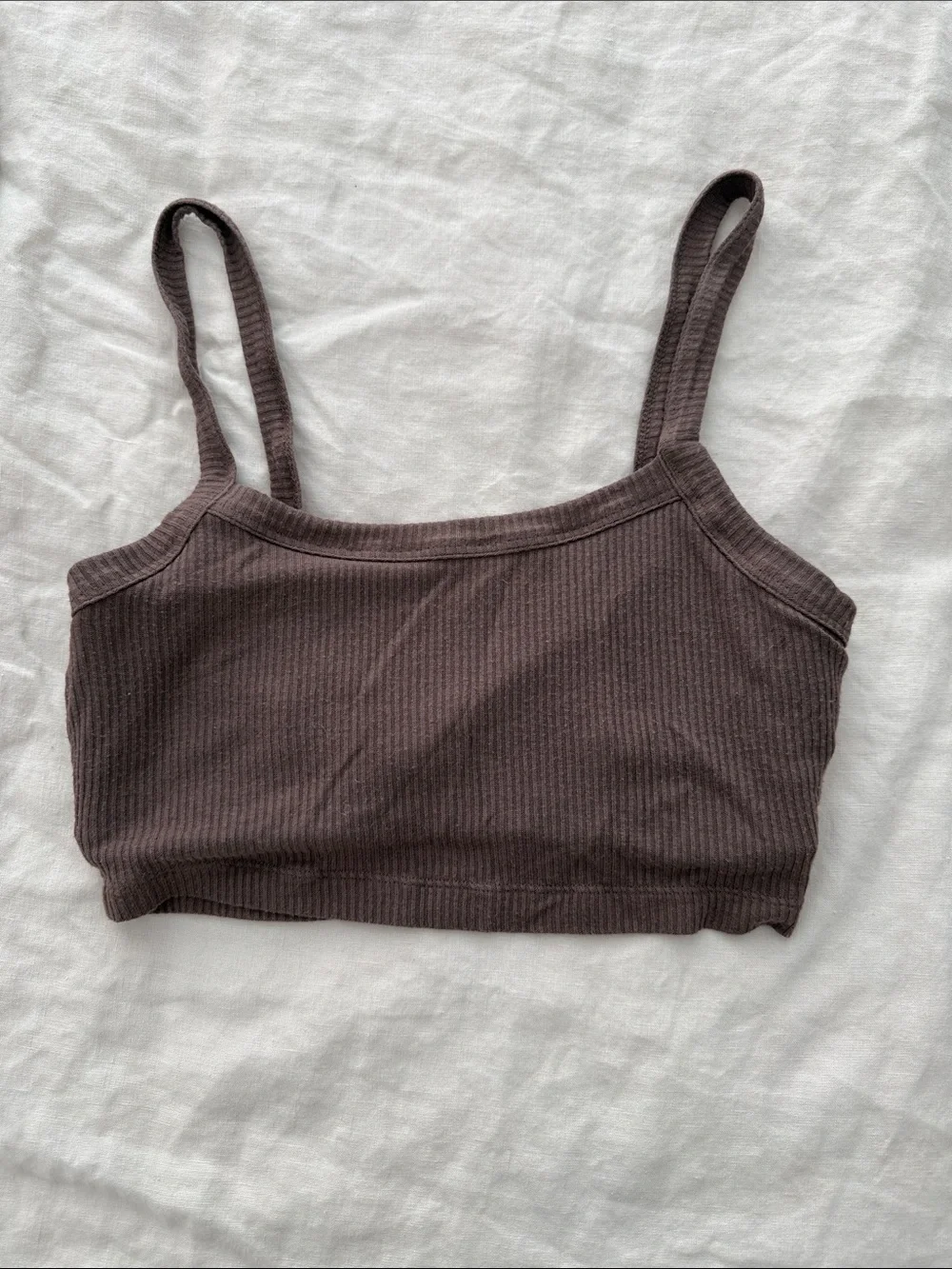 ALO Yoga Ribbed Spaghetti-Strap Bralette in Dark Brown